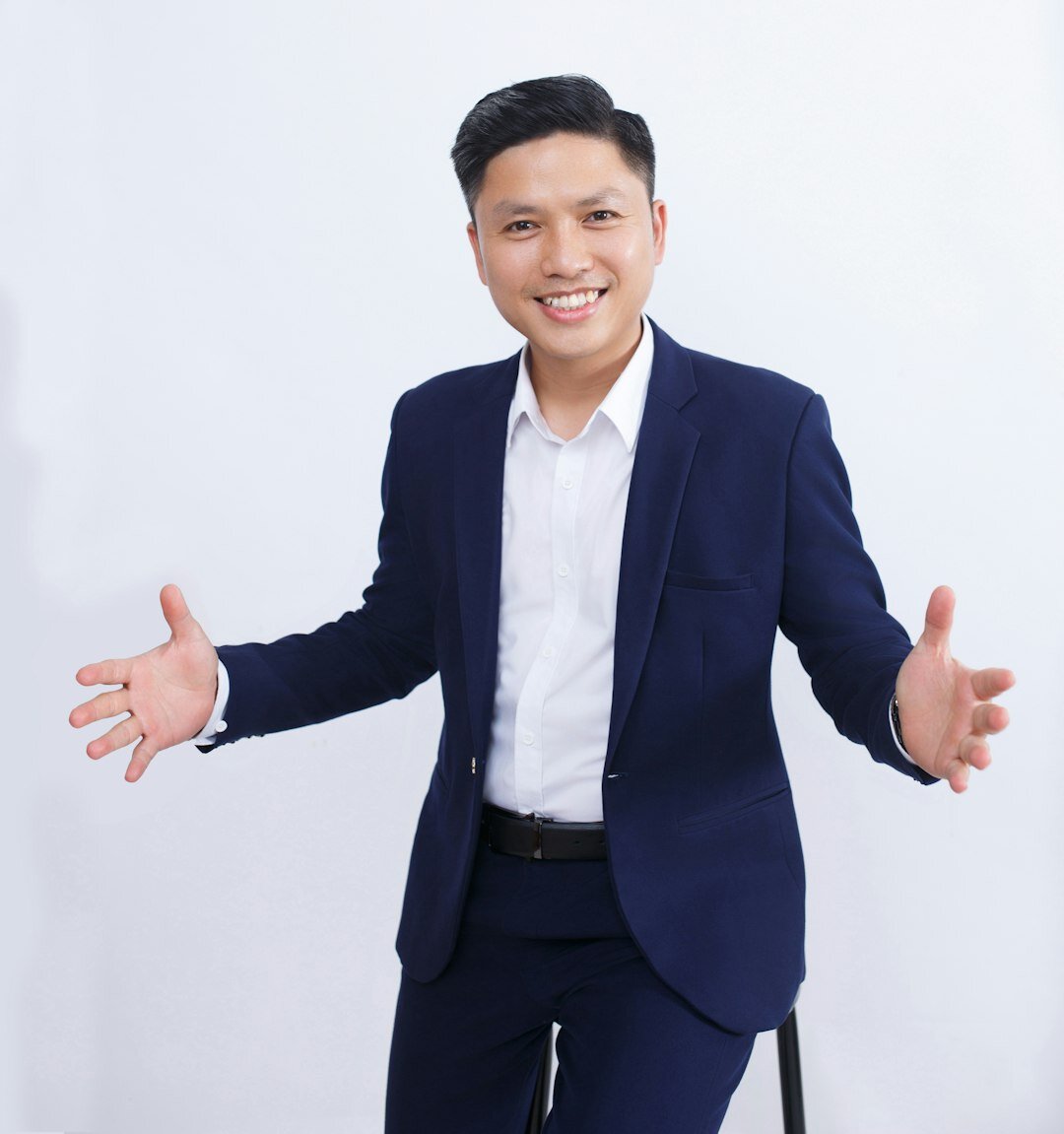 Professional male journalist with confident smile