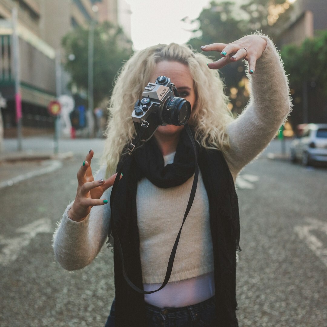 Professional female journalist smiling at camera