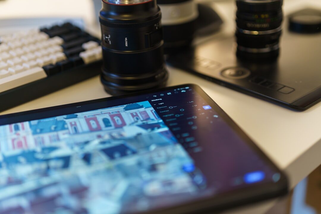 Video production equipment in journalism studio